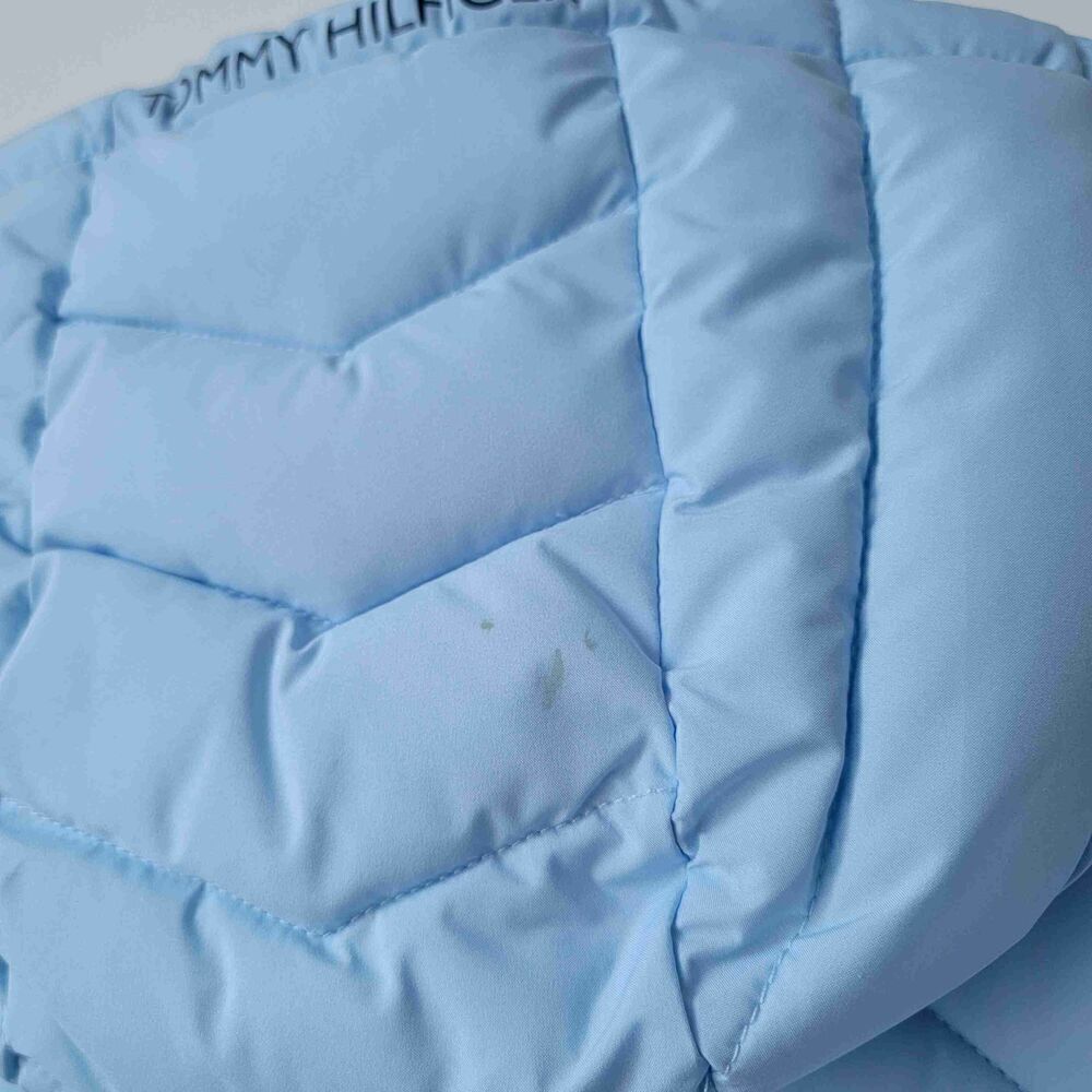 TOMMY HILFIGER Light Blue Quilted Puffer Hooded Jacket Womens Large - Picture 11 of 13
